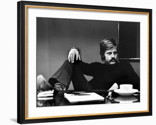 Actor Robert Redford Brooding While Conferring with His Agent-John Dominis-Framed Premium Photographic Print