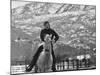 Actor Robert Redford Exercising One of His Eight Saddle Horses on His Remote Mountain Ranch-John Dominis-Mounted Premium Photographic Print