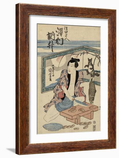 Actor Sawamura Tosshu as Shida Hayato, after 1832 (Colour Woodblock Print)-Utagawa Kuniyoshi-Framed Giclee Print