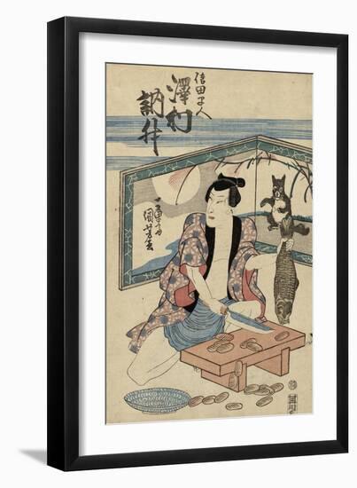 Actor Sawamura Tosshu as Shida Hayato, after 1832 (Colour Woodblock Print)-Utagawa Kuniyoshi-Framed Giclee Print