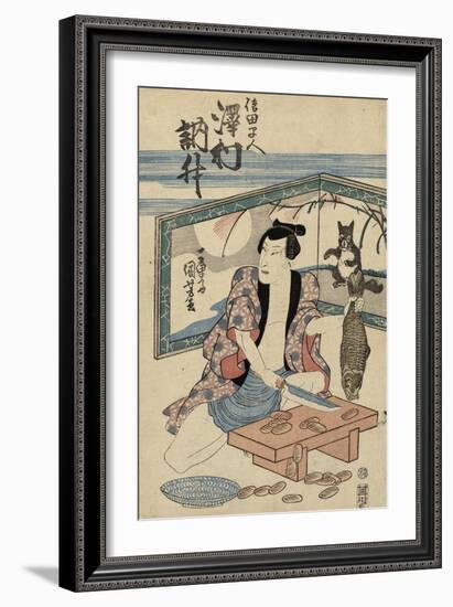 Actor Sawamura Tosshu as Shida Hayato, after 1832 (Colour Woodblock Print)-Utagawa Kuniyoshi-Framed Giclee Print