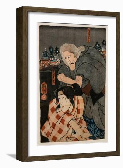 Actor Seki Sajuro III in the Role of Giheji Oba and Actor Bando Shuka in the Role of Danshichi Okaj-Utagawa Kuniyoshi-Framed Giclee Print