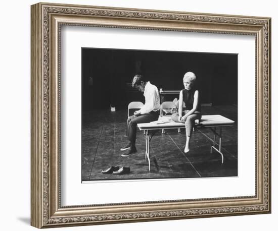 Actor/Singer Sammy Davis Jr. with Actress Paula Wayne During Rehearsal of "Golden Boy"-Leonard Mccombe-Framed Photographic Print