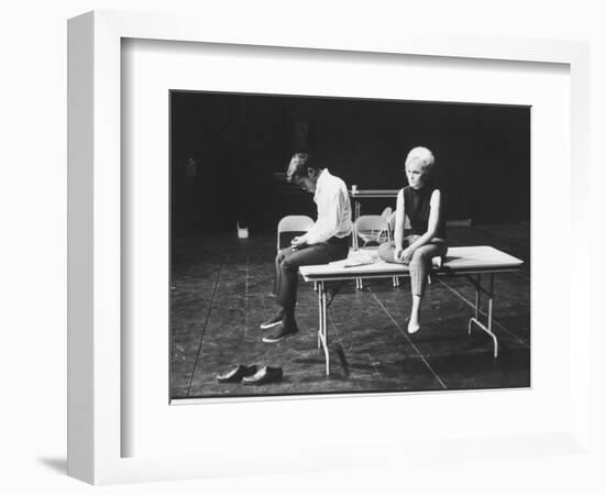 Actor/Singer Sammy Davis Jr. with Actress Paula Wayne During Rehearsal of "Golden Boy"-Leonard Mccombe-Framed Photographic Print