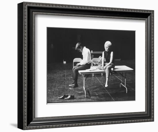 Actor/Singer Sammy Davis Jr. with Actress Paula Wayne During Rehearsal of "Golden Boy"-Leonard Mccombe-Framed Photographic Print