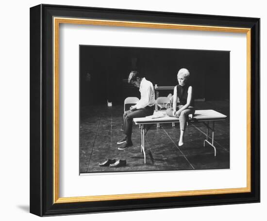 Actor/Singer Sammy Davis Jr. with Actress Paula Wayne During Rehearsal of "Golden Boy"-Leonard Mccombe-Framed Photographic Print