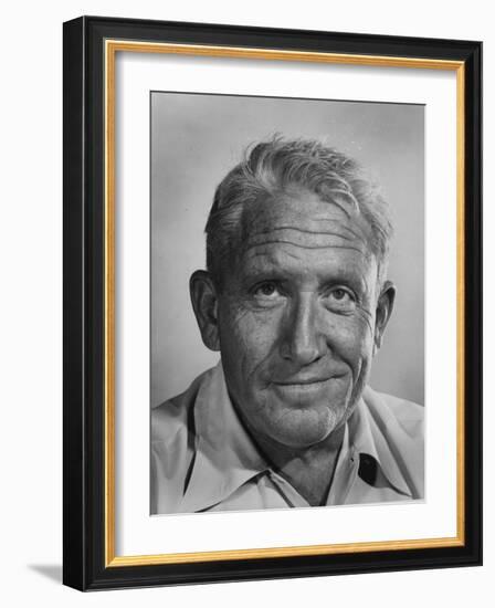 Actor Spencer Tracy During Time of Filming "Bad Day at Black Rock"-J^ R^ Eyerman-Framed Premium Photographic Print