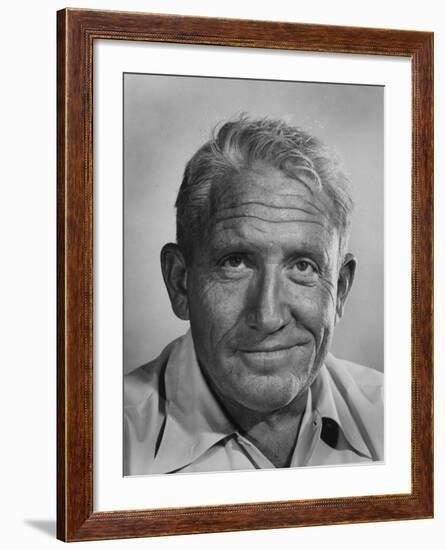 Actor Spencer Tracy During Time of Filming "Bad Day at Black Rock"-J^ R^ Eyerman-Framed Premium Photographic Print