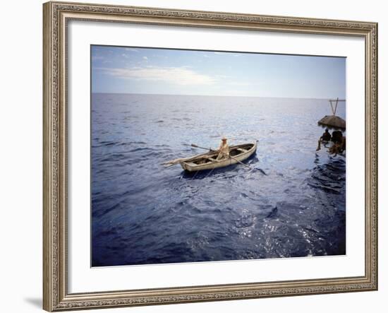 Actor Spencer Tracy Filming a Scene from the Motion Picture "The Old Man and the Sea"-Ralph Crane-Framed Premium Photographic Print