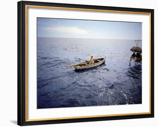 Actor Spencer Tracy Filming a Scene from the Motion Picture "The Old Man and the Sea"-Ralph Crane-Framed Premium Photographic Print