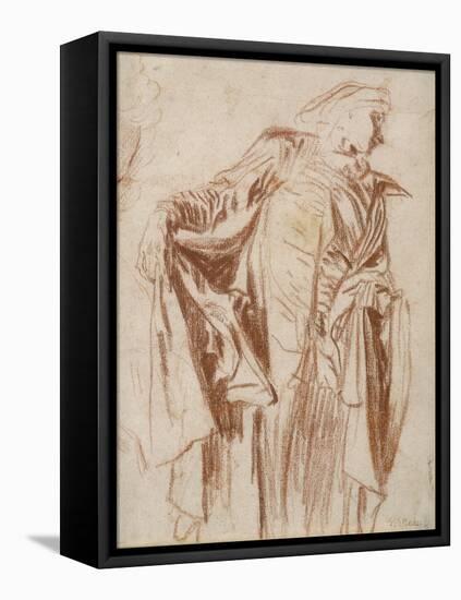 Actor Standing with Head Turned to the Right, C. 1719-1720-Jean Antoine Watteau-Framed Premier Image Canvas