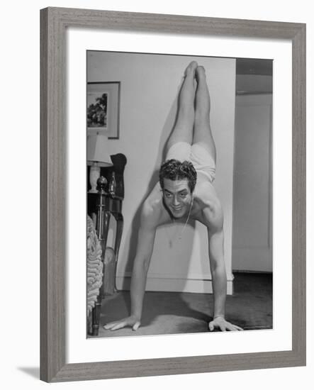 Actor Victor Mature Exercising to Keep Fit-Alfred Eisenstaedt-Framed Premium Photographic Print