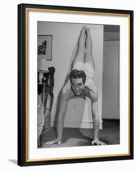 Actor Victor Mature Exercising to Keep Fit-Alfred Eisenstaedt-Framed Premium Photographic Print