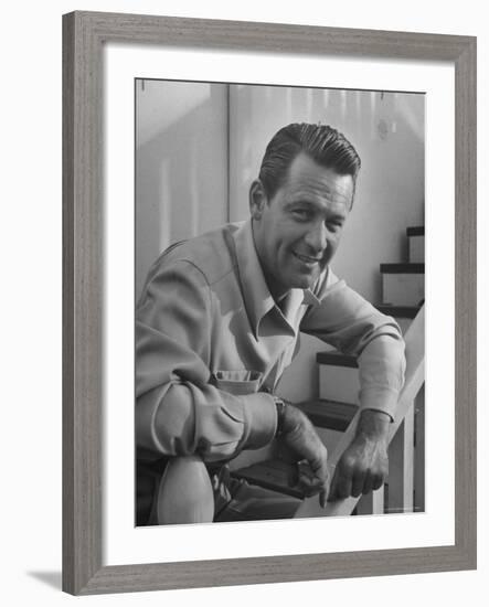 Actor William Holden Smiling for the Camera-Allan Grant-Framed Premium Photographic Print