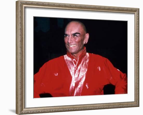 Actor Yul Brynner in Costume and Makeup for Role in Broadway Revival of Musical "The King and I"-Ann Clifford-Framed Premium Photographic Print