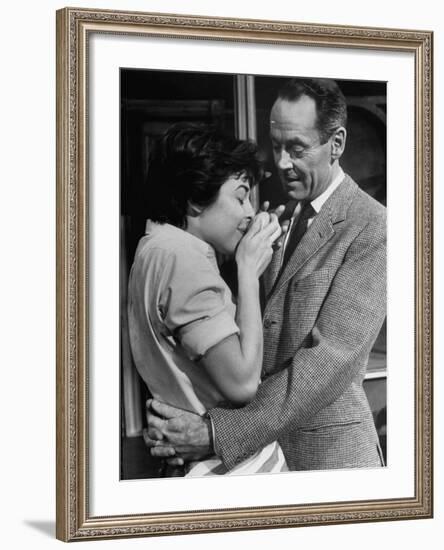 Actors Anne Bancroft and Henry Fonda in Scene From Broadway Play "Two for the Seesaw"-Alfred Eisenstaedt-Framed Premium Photographic Print