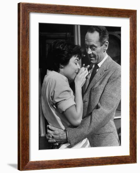 Actors Anne Bancroft and Henry Fonda in Scene From Broadway Play "Two for the Seesaw"-Alfred Eisenstaedt-Framed Premium Photographic Print