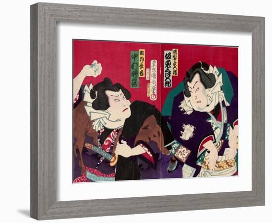 Actors as Sumo Wrestlers-Kunichika toyohara-Framed Giclee Print