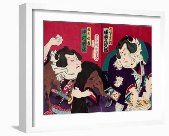 Actors as Sumo Wrestlers-Kunichika toyohara-Framed Giclee Print