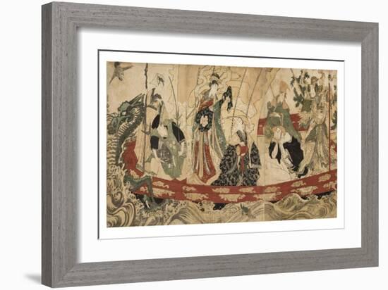 Actors as the Seven Gods of Fortune on a Treasure Ship, 1800-05-Utagawa Toyokuni-Framed Giclee Print