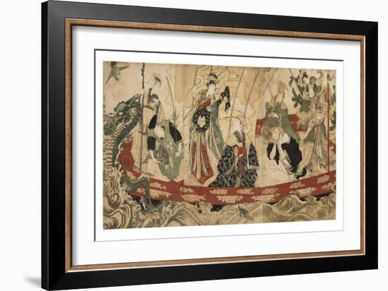 Actors as the Seven Gods of Fortune on a Treasure Ship, 1800-05-Utagawa Toyokuni-Framed Giclee Print