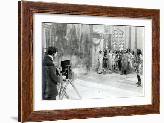 Actors from the Academie and Comedie Francaise Filming the 'Retour D'Ulysse' in 1909 (B/W Photo)-French Photographer-Framed Giclee Print