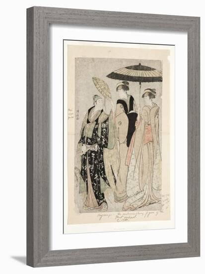 Actors in the Play Oakinai Hiruga Kojima, Nakamura Theater, Xi/1784, 1784-Torii Kiyonaga-Framed Giclee Print