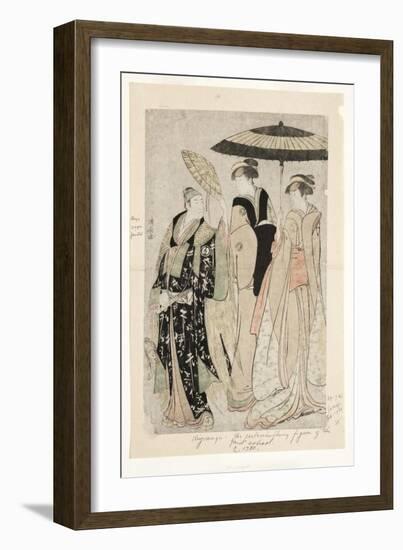 Actors in the Play Oakinai Hiruga Kojima, Nakamura Theater, Xi/1784, 1784-Torii Kiyonaga-Framed Giclee Print