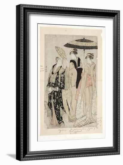 Actors in the Play Oakinai Hiruga Kojima, Nakamura Theater, Xi/1784, 1784-Torii Kiyonaga-Framed Giclee Print