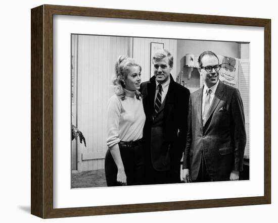 Actors Jane Fonda and Robert Redford with Gulf and Western Ceo Charles Bluhdorn-null-Framed Premium Photographic Print