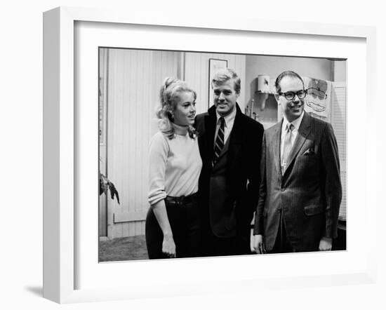 Actors Jane Fonda and Robert Redford with Gulf and Western Ceo Charles Bluhdorn-null-Framed Premium Photographic Print