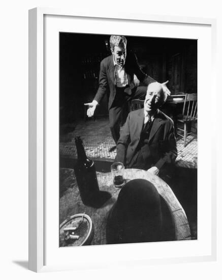 Actors Jason Robards Jr. and Farrell Pelly in a Scene from the Play The Iceman Cometh-Gjon Mili-Framed Premium Photographic Print