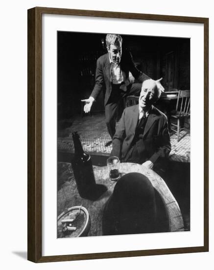 Actors Jason Robards Jr. and Farrell Pelly in a Scene from the Play The Iceman Cometh-Gjon Mili-Framed Premium Photographic Print