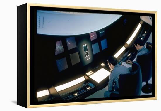Actors Keir Dullea and Gray Lockwood Sitting at Console in Scene of "2001: A Space Odyssey"-Dmitri Kessel-Framed Premier Image Canvas