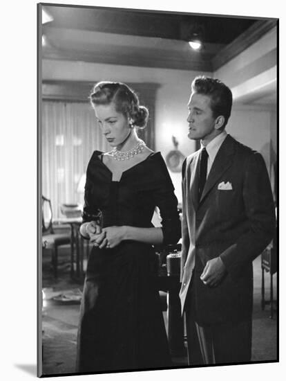Actors Lauren Bacall and Kirk Douglas in "Young Man with a Horn" During Production-Alfred Eisenstaedt-Mounted Premium Photographic Print