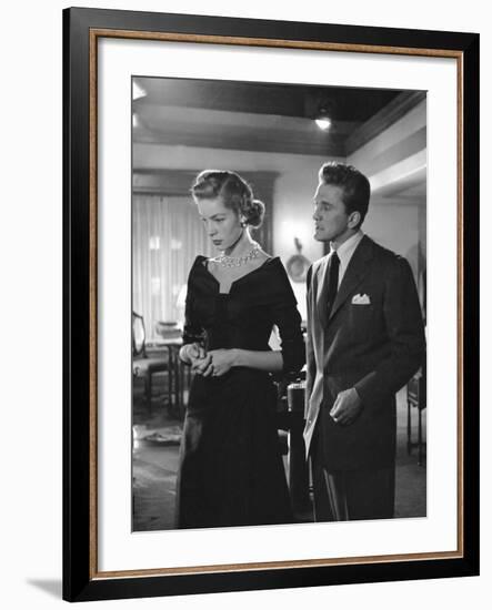 Actors Lauren Bacall and Kirk Douglas in "Young Man with a Horn" During Production-Alfred Eisenstaedt-Framed Premium Photographic Print