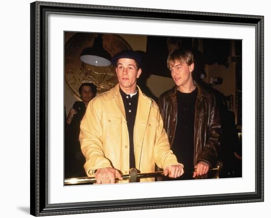 Actors Mark Wahlberg and Leonardo Dicaprio at Film Premiere for "The Basketball Diaries"-null-Framed Premium Photographic Print