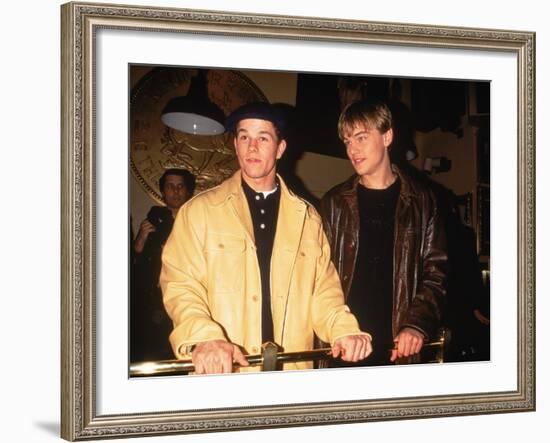 Actors Mark Wahlberg and Leonardo Dicaprio at Film Premiere for "The Basketball Diaries"-null-Framed Premium Photographic Print