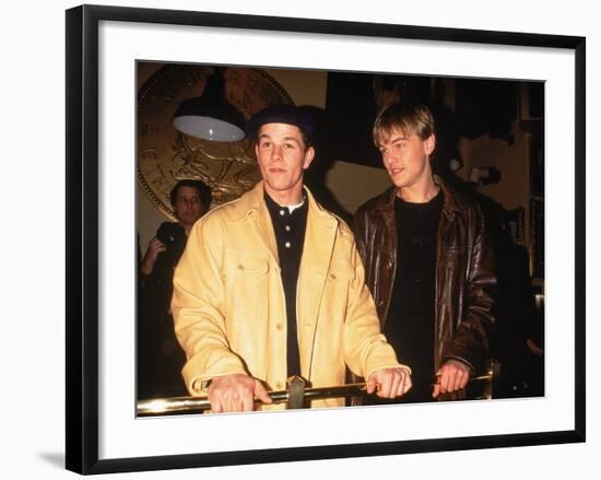 Actors Mark Wahlberg and Leonardo Dicaprio at Film Premiere for "The Basketball Diaries"-null-Framed Premium Photographic Print