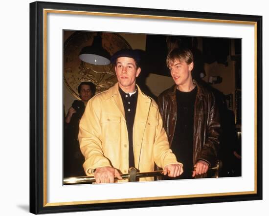 Actors Mark Wahlberg and Leonardo Dicaprio at Film Premiere for "The Basketball Diaries"-null-Framed Premium Photographic Print