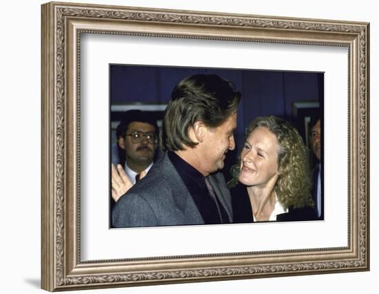 Actors Michael Douglas and Glenn Close-null-Framed Photographic Print