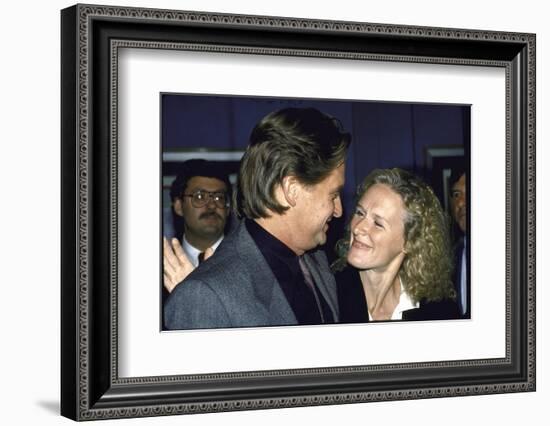 Actors Michael Douglas and Glenn Close-null-Framed Photographic Print