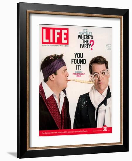 Actors Nathan Lane and Matthew Broderick Getting the Last Laugh of 2005, December 30, 2005-George Lange-Framed Photographic Print