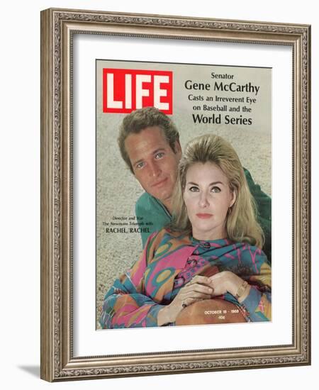 Actors Paul Newman and Wife Joanne Woodward, Collaboration for "Rachel, Rachel", October 18, 1968-Mark Kauffman-Framed Photographic Print