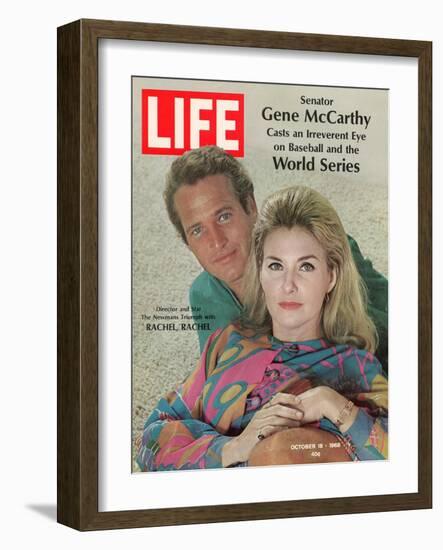 Actors Paul Newman and Wife Joanne Woodward, Collaboration for "Rachel, Rachel", October 18, 1968-Mark Kauffman-Framed Photographic Print