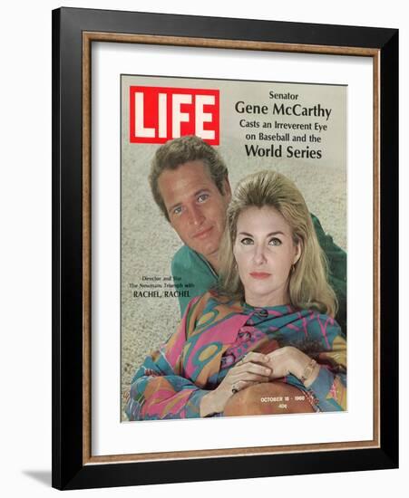 Actors Paul Newman and Wife Joanne Woodward, Collaboration for "Rachel, Rachel", October 18, 1968-Mark Kauffman-Framed Photographic Print