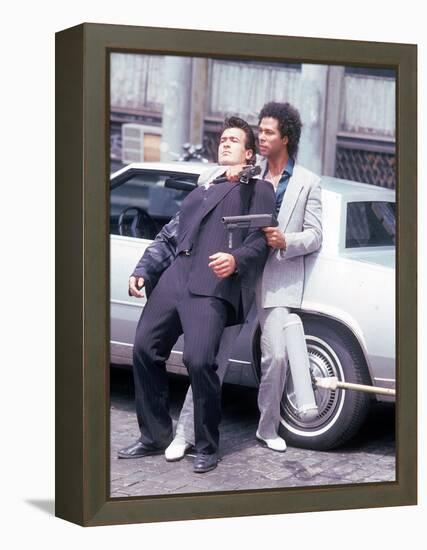 Actors Philip Michael Thomas and Shooting Scene From Thomas's Television Series "Miami Vice"-David Mcgough-Framed Premier Image Canvas