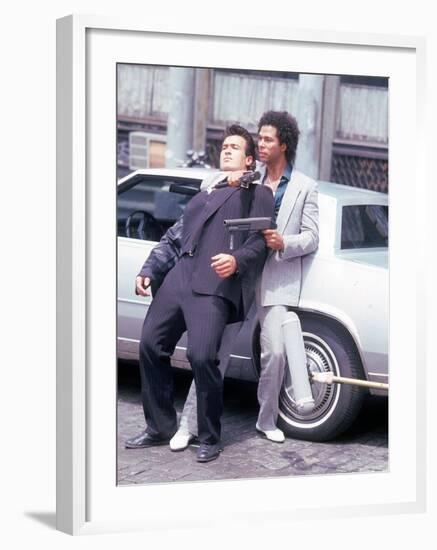 Actors Philip Michael Thomas and Shooting Scene From Thomas's Television Series "Miami Vice"-David Mcgough-Framed Premium Photographic Print