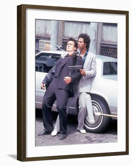 Actors Philip Michael Thomas and Shooting Scene From Thomas's Television Series "Miami Vice"-David Mcgough-Framed Premium Photographic Print