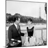 Actors William Holden and Audrey Hepburn on the Set of the Film "Paris When it Sizzles", Paris-null-Mounted Photo